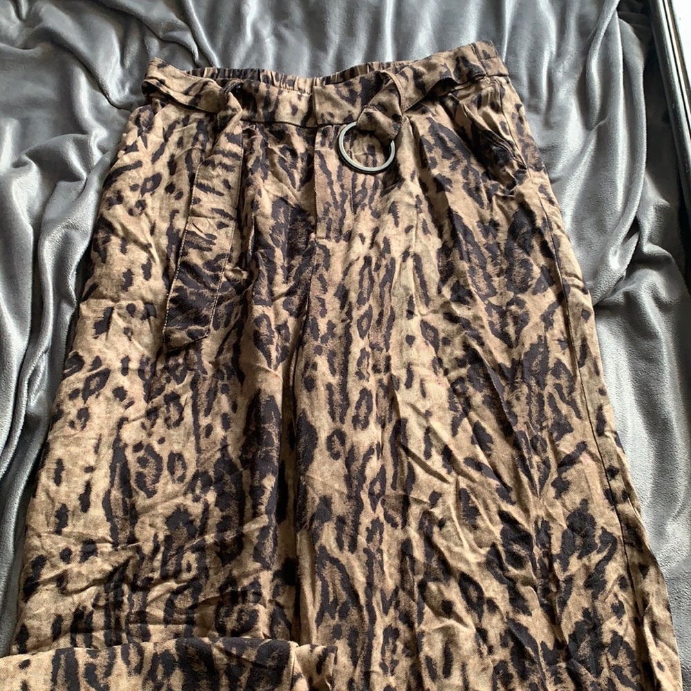 Cheetah print wide leg pants